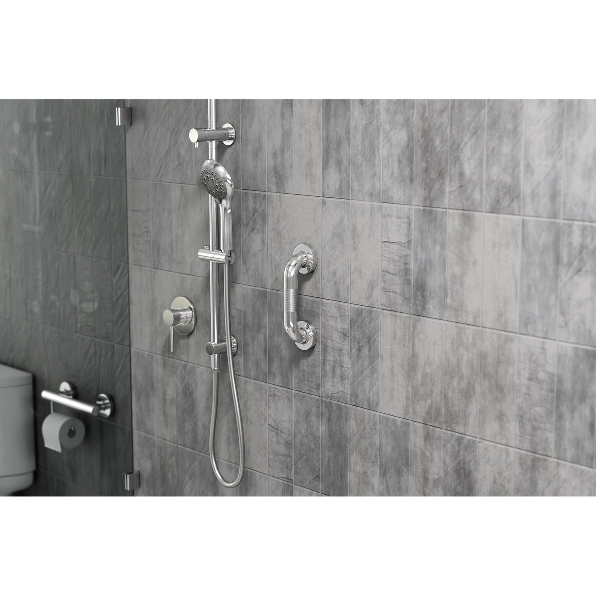 Evekare 8" x 1.5" Knurled Stainless Steel Concealed Mount Grab Bar