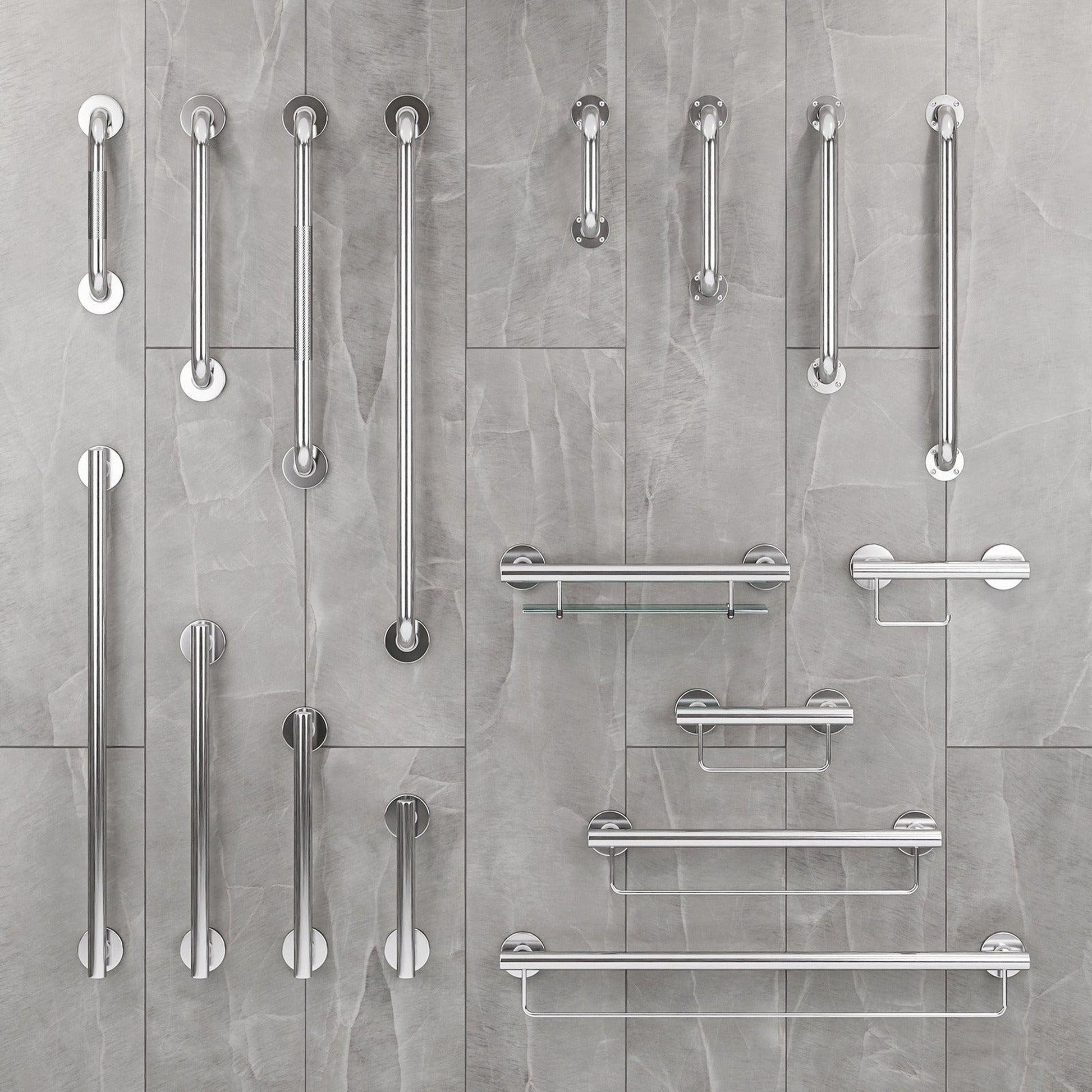 Evekare 8" x 1.5" Knurled Stainless Steel Concealed Mount Grab Bar