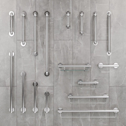 Evekare 8" x 1.5" Knurled Stainless Steel Concealed Mount Grab Bar