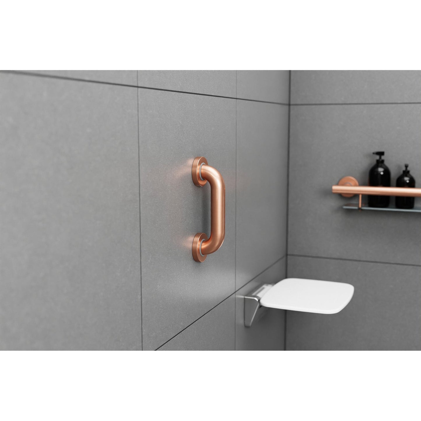 Evekare 8" x 1.5" Stainless Steel Concealed Mount Grab Bar in Brushed Rose Gold
