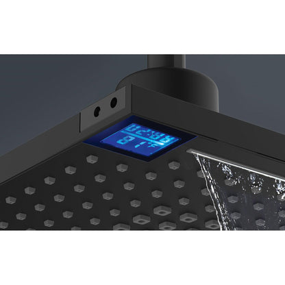 Evekare Matte Black Square Shower Head With LED Temperature Display