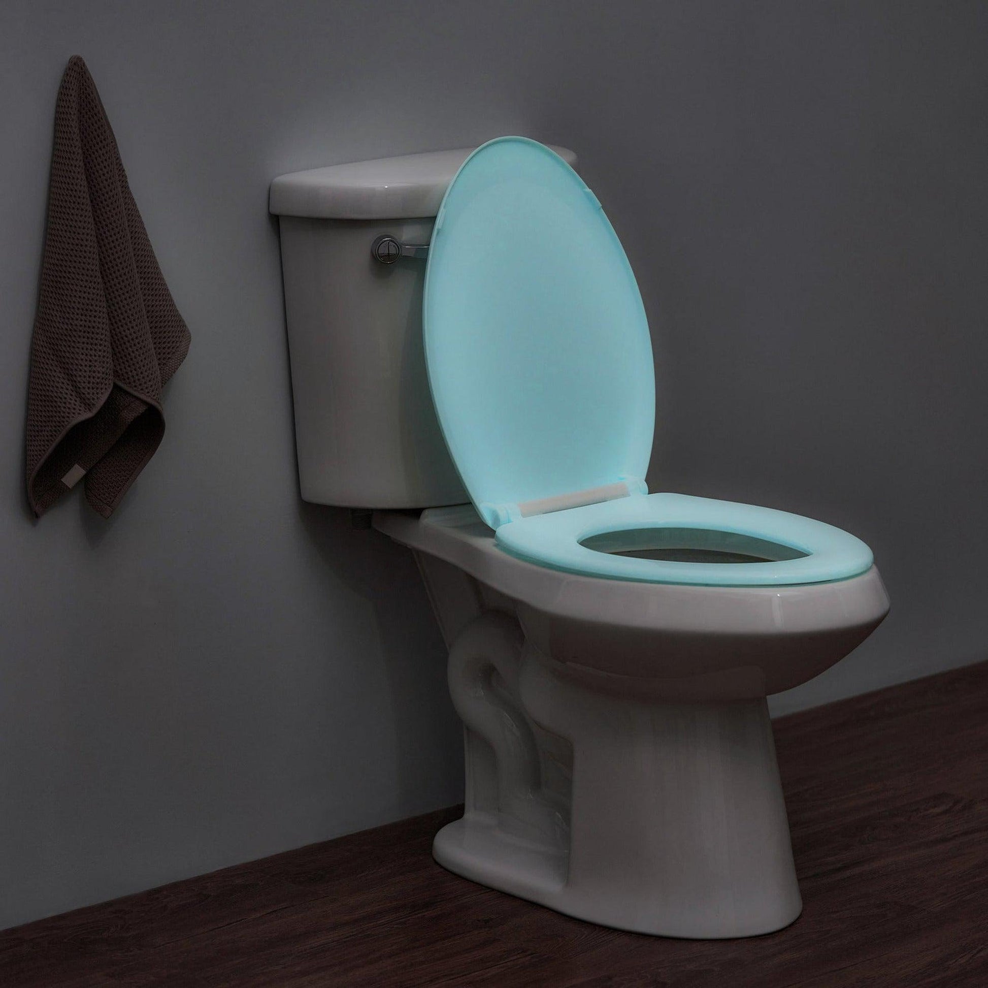 Night Glow Soft Elongated Closed Front Toilet Seat Blue - evekare