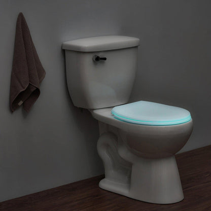 Evekare Night Glow Toilet Seat Soft Closing, Round With Blue Glow