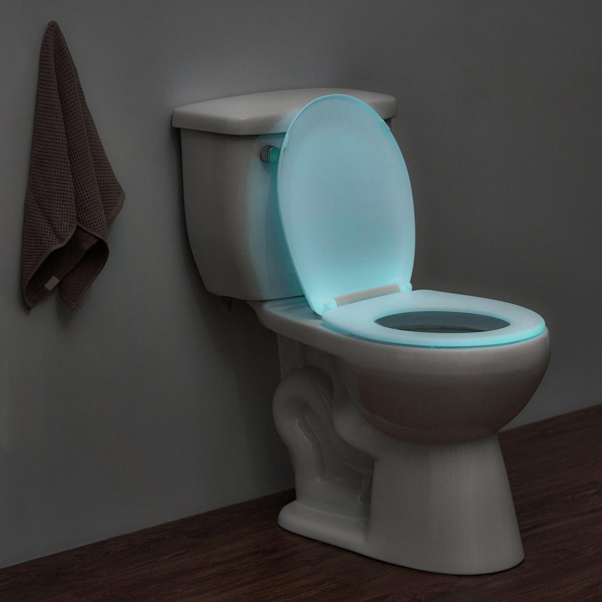 Evekare Night Glow Toilet Seat Soft Closing, Round With Blue Glow