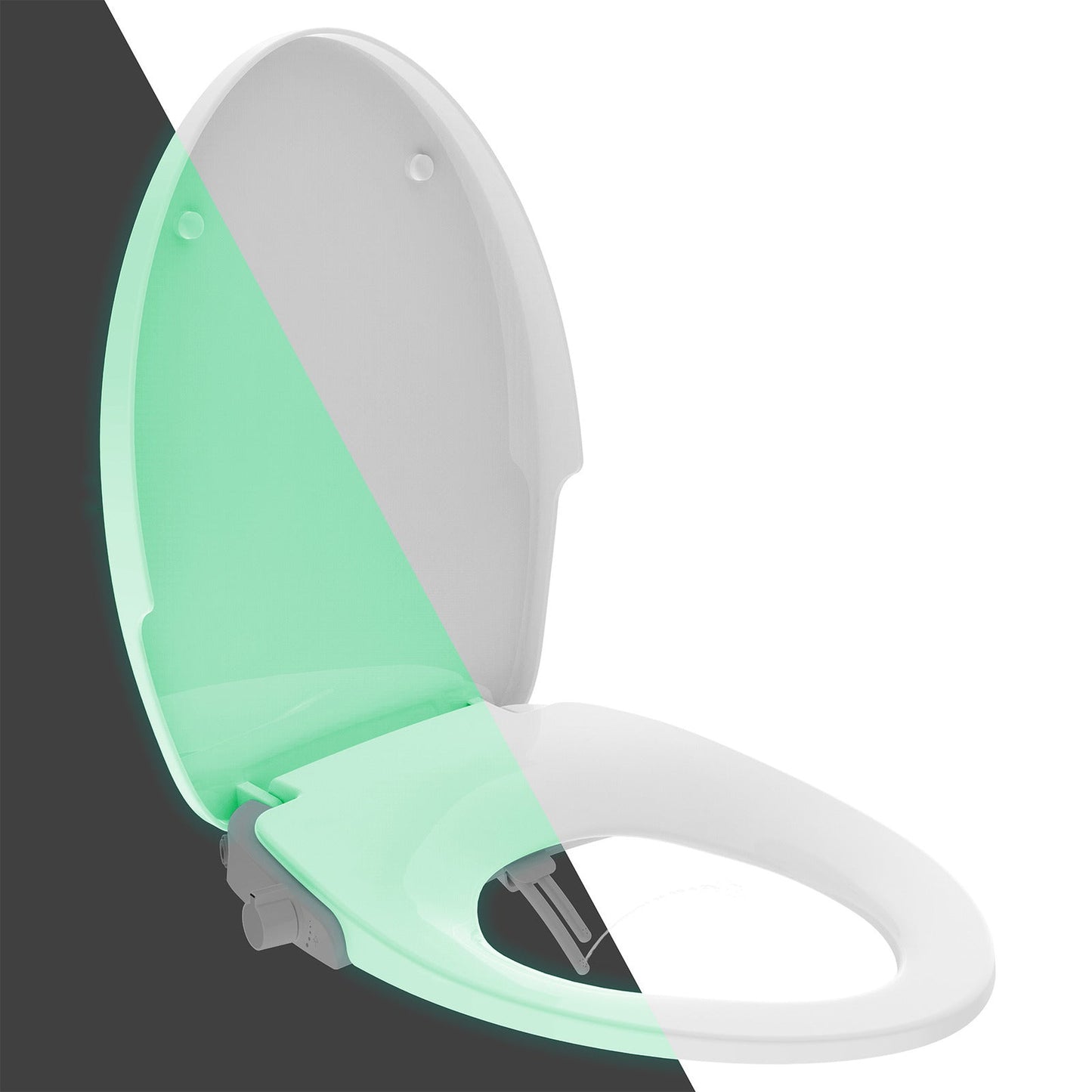 Evekare Water Powered Night-Glow Bidet Toilet Seat, Double Nozzle Spray