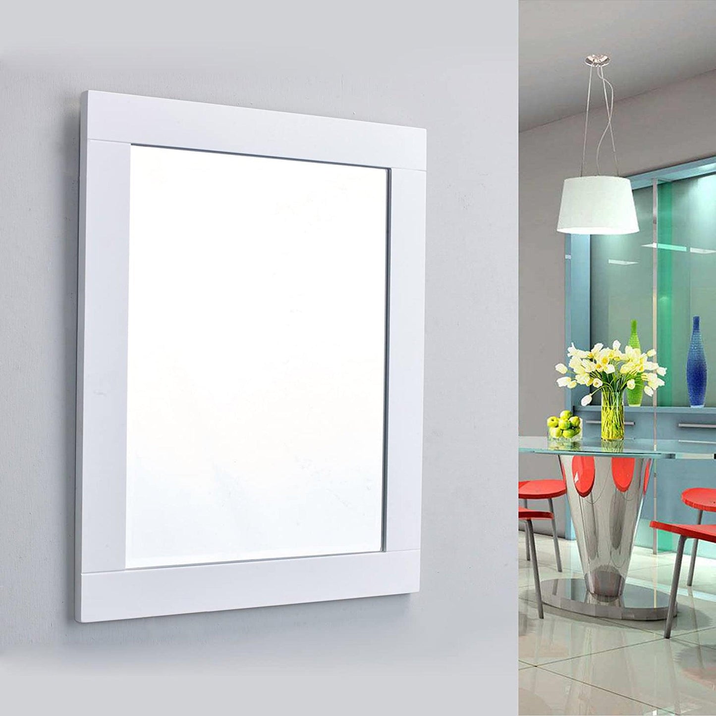 Eviva Aberdeen 24" x 30" White Framed Bathroom Wall-Mounted Mirror