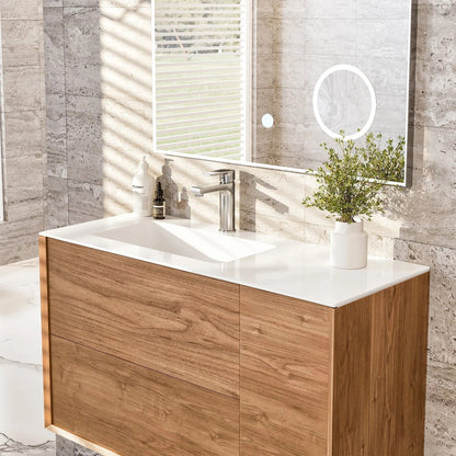 Eviva Prancer 36" x 25" Oak Wall-Mounted Bathroom Vanity With Integrated Solid Surface Sink