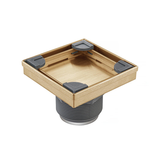 Flusso Faucets 4" Stainless Steel Tile Insert Floor Drain in Brushed Bronze Finish