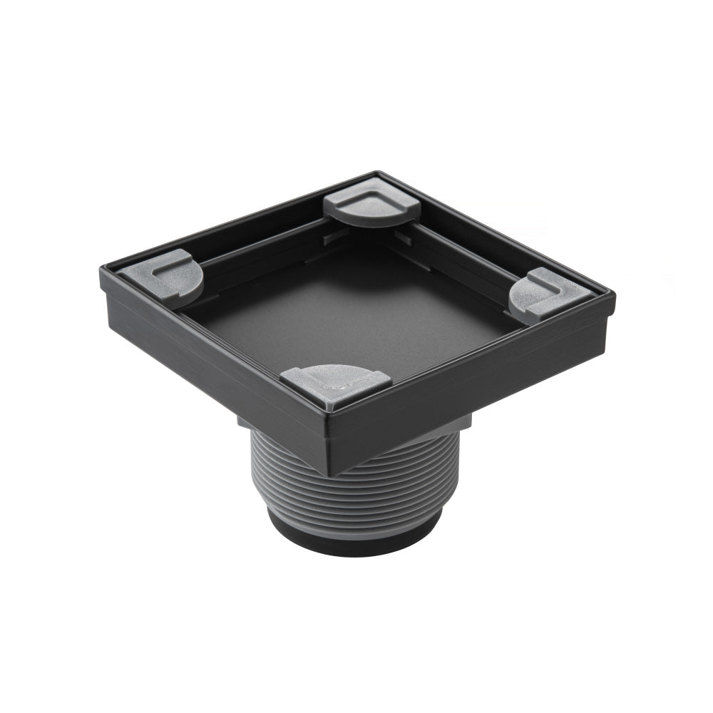 Flusso Faucets 4" Stainless Steel Tile Insert Floor Drain in Matte Black Finish
