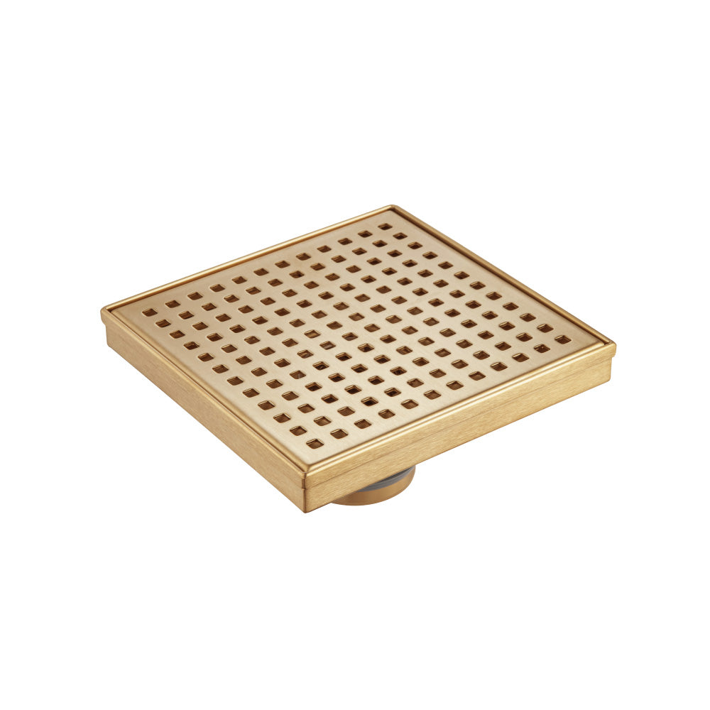 Flusso Faucets 6" Stainless Steel Decorative Floor Drain in Brushed Bronze Finish