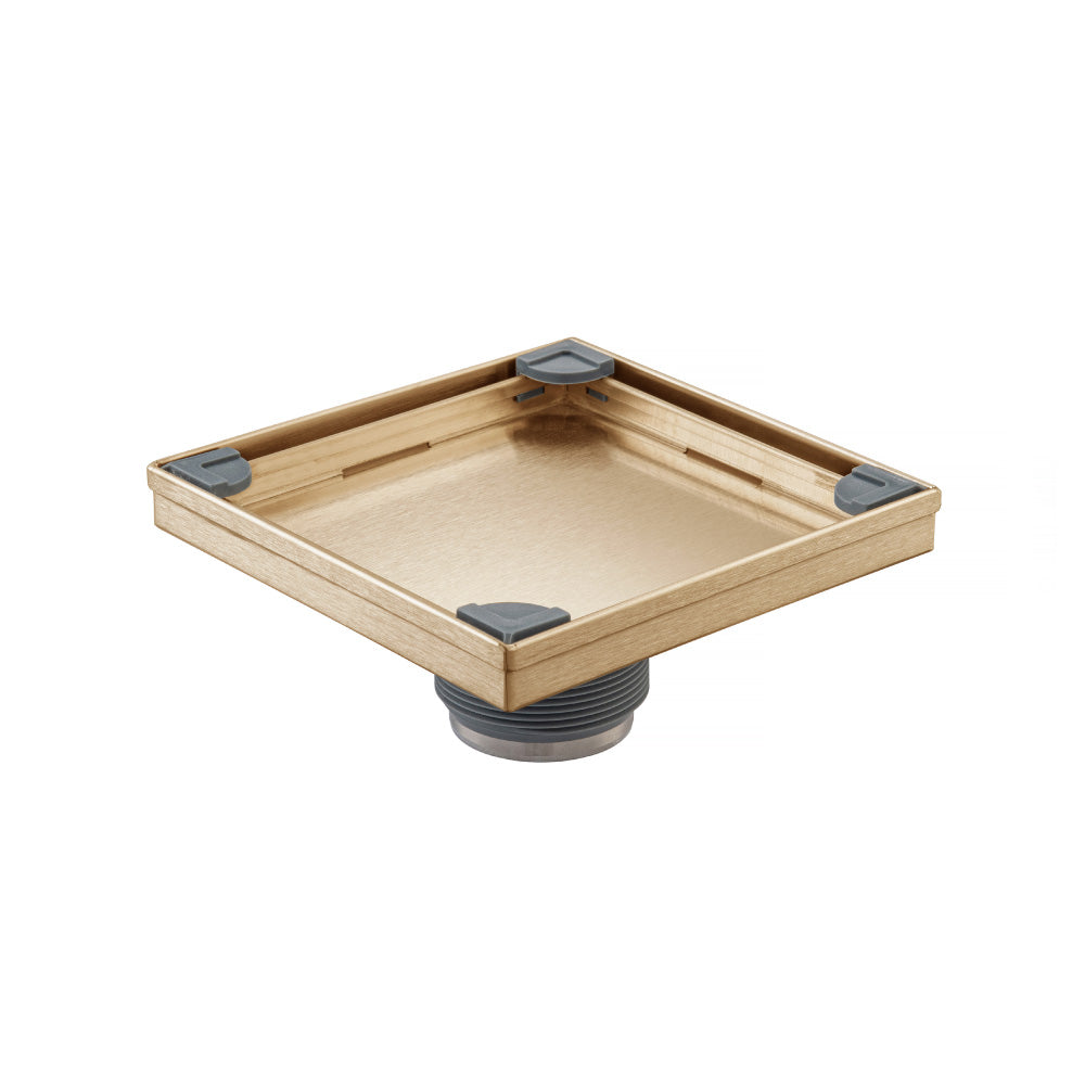 Flusso Faucets 6" Stainless Steel Tile Insert Floor Drain in Brushed Bronze Finish