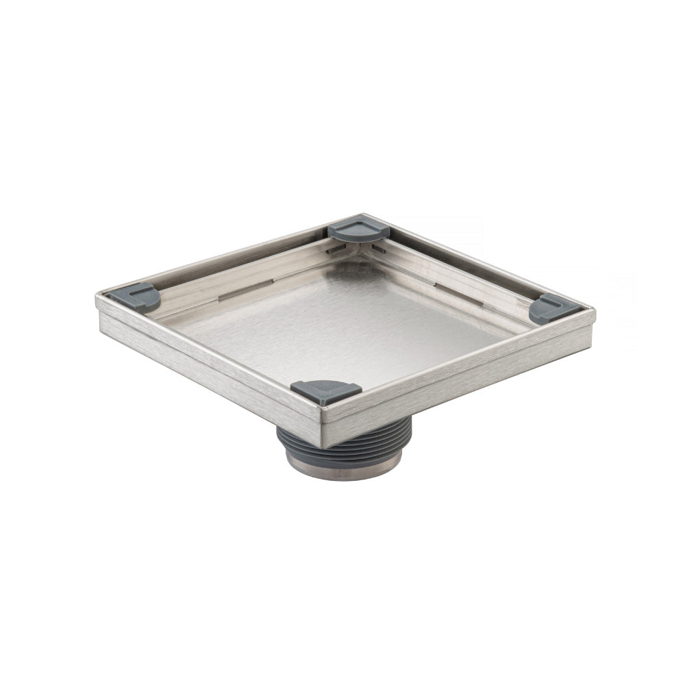 Flusso Faucets 6" Stainless Steel Tile Insert Floor Drain in Brushed Nickel Finish