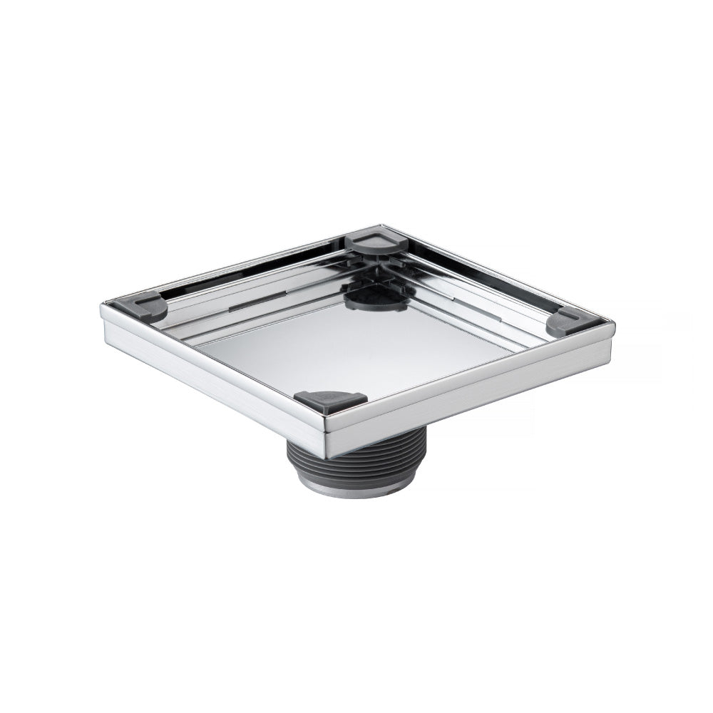 Flusso Faucets 6" Stainless Steel Tile Insert Floor Drain in Chrome Finish