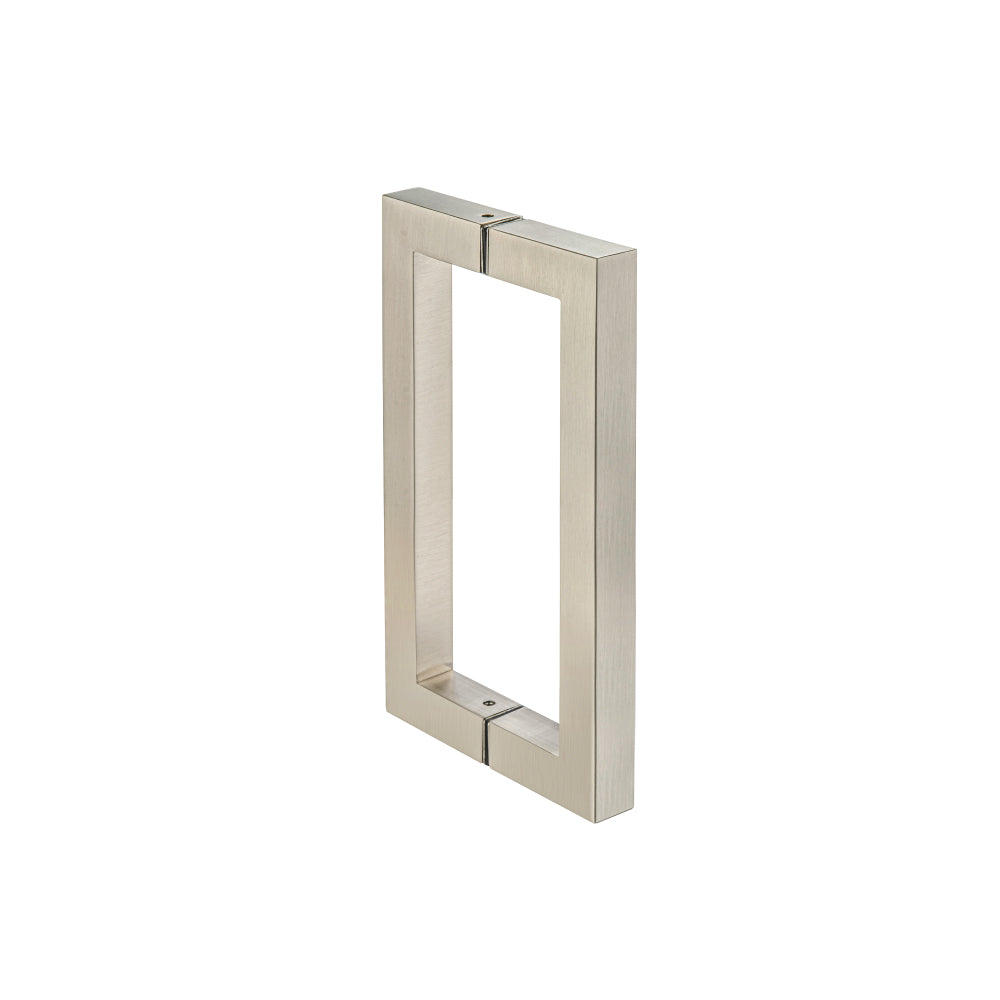 Flusso Faucets 8" Back-To-Back Square Shower Door Pull Handle in Brushed Nickel Finish