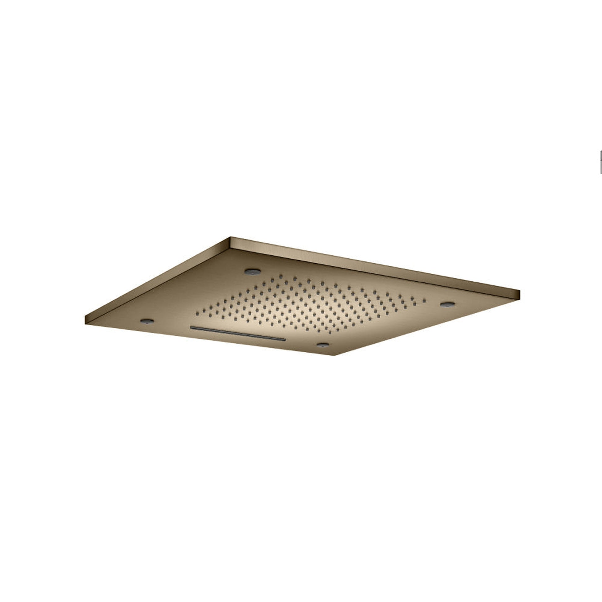 Flusso Faucets Cascade 20" Stainless Steel Flush Mount Rainhead With Cascade Waterfall and Mist Flow in Light Tan