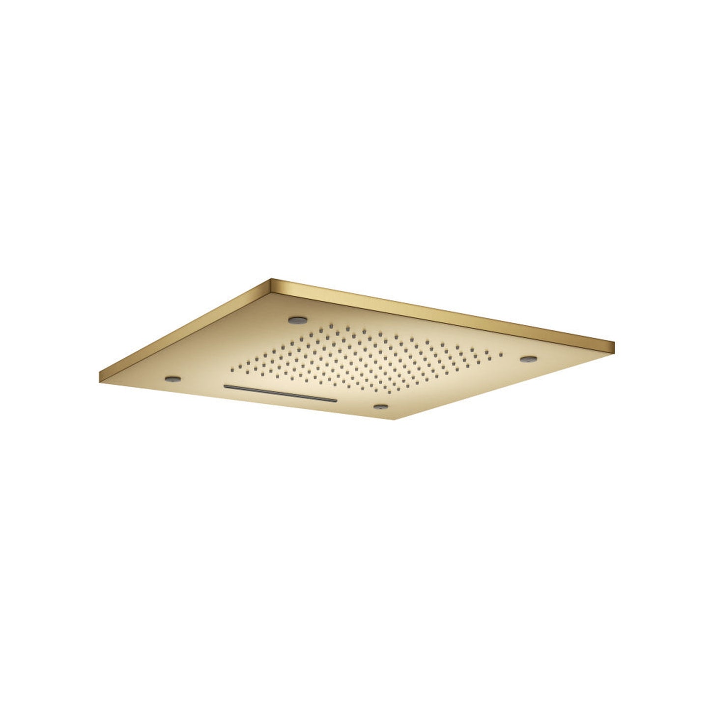 Flusso Faucets Cascade 20" Stainless Steel Flush Mount Rainhead With Cascade Waterfall and Mist Flow in Satin Brass