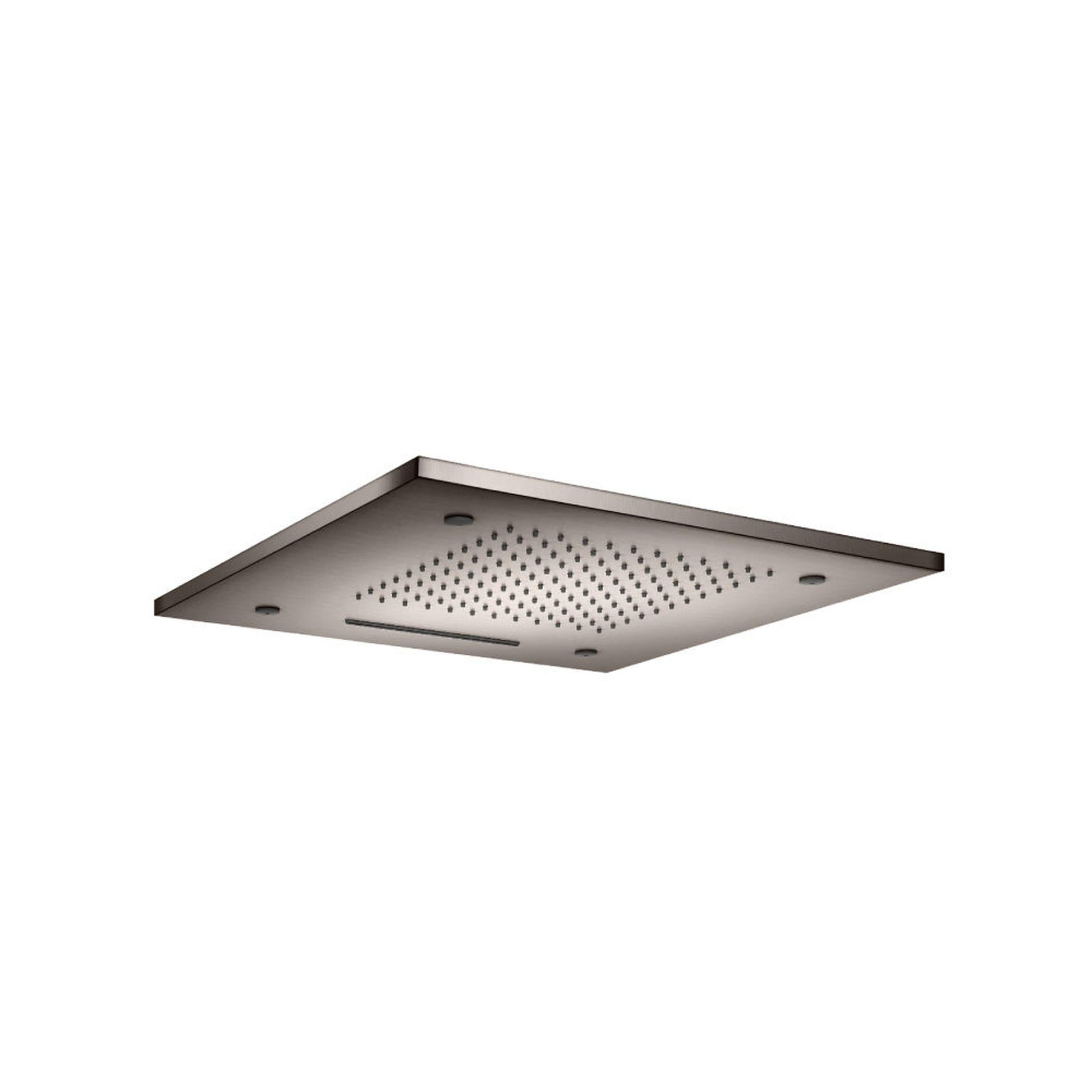 Flusso Faucets Cascade 20" Stainless Steel Flush Mount Rainhead With Cascade Waterfall and Mist Flow in Steel Grey