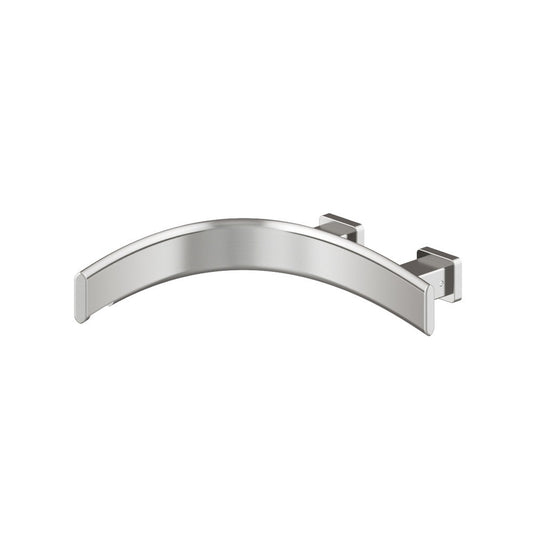 Flusso Faucets Curve Wall Mount Faucet Spout, Left Facing Curvature in Brushed Nickel