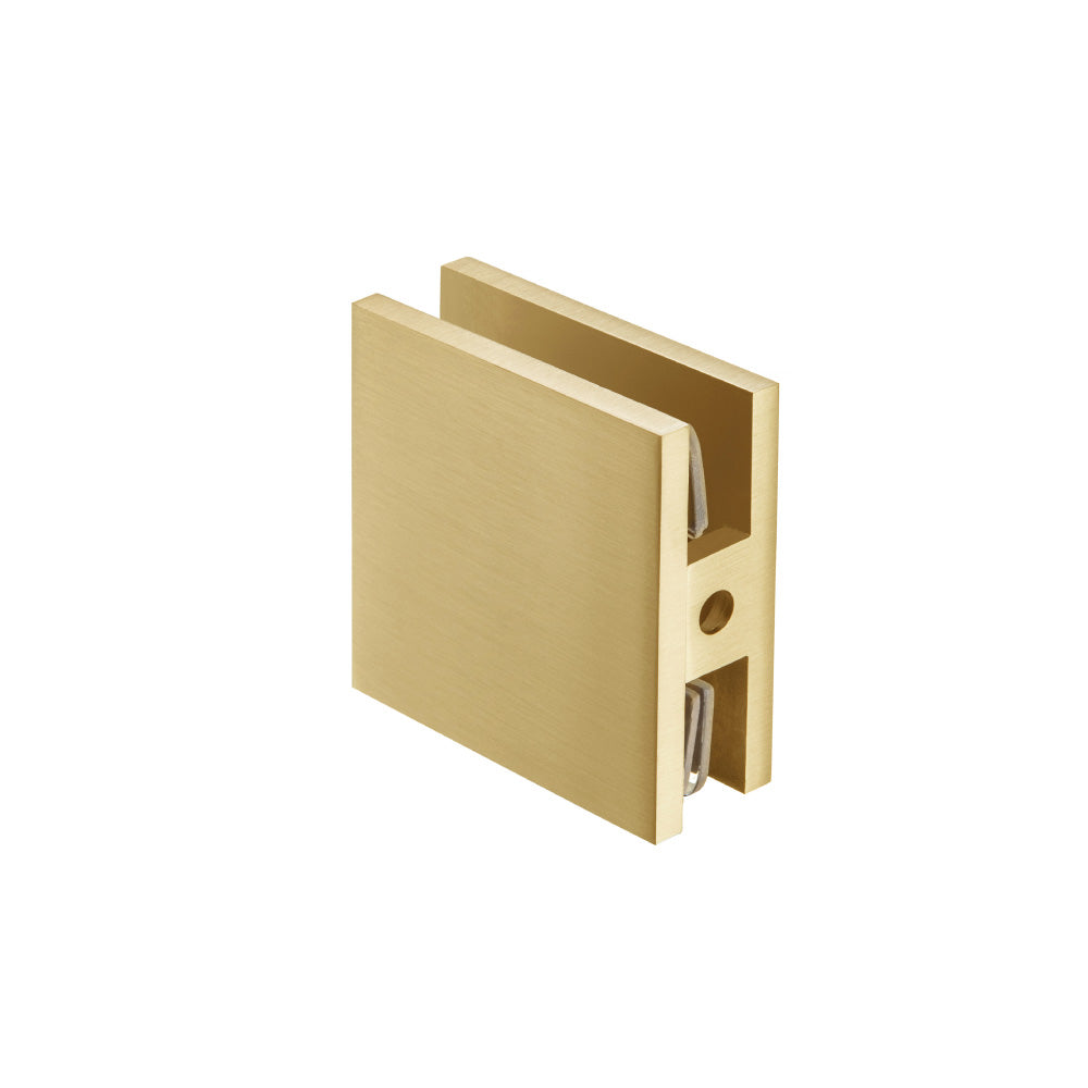 Flusso Faucets Hole In Glass Center Mount Glass Clamp in Satin Brass Finish