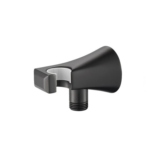 Flusso Faucets Matte Black Wall Elbow With Holder Combo