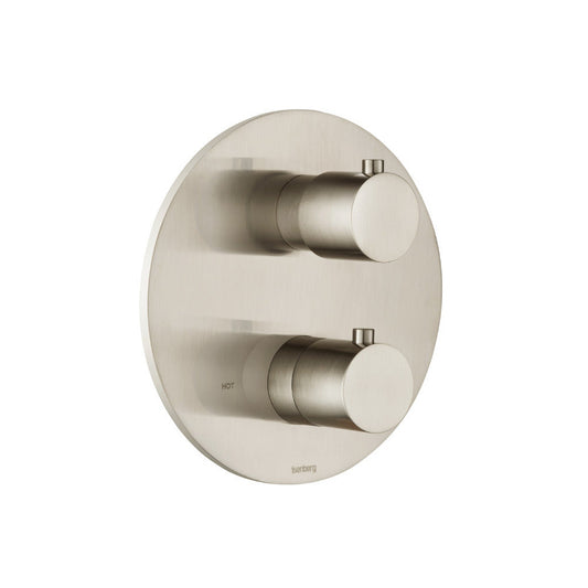 Flusso Faucets Serie 100 3/4" Brushed Nickel PVD Thermostatic Valve & Trim - With 2-Way Diverter - 2 Output