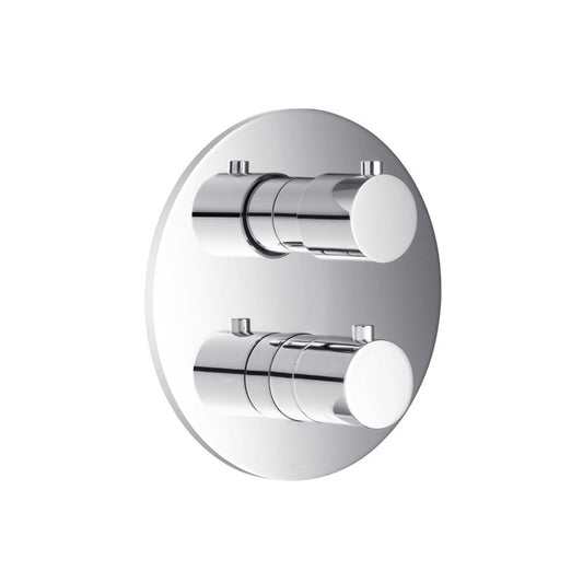 Flusso Faucets Serie 100 3/4" Chrome Thermostatic Valve & Trim - With 2-Way Diverter - 2 Output
