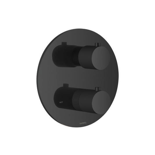 Flusso Faucets Serie 100 3/4" Matte Black Thermostatic Valve & Trim - With 2-Way Diverter - 2 Output