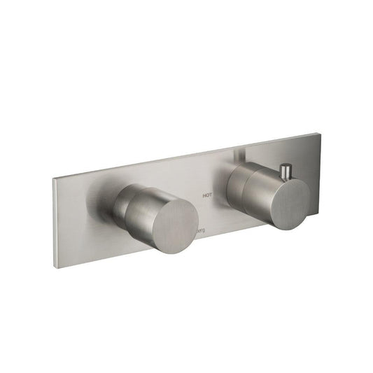 Flusso Faucets Serie 100 3/4" Single Output Horizontal Thermostatic Shower Valve and Trim in Brushed Nickel (100.2693BN)