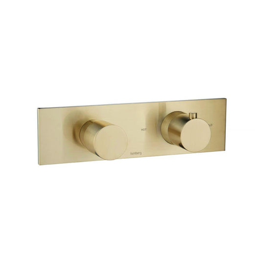 Flusso Faucets Serie 100 3/4" Single Output Horizontal Thermostatic Shower Valve and Trim in Satin Brass (100.2693SB)