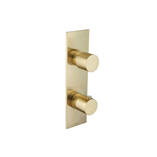 Flusso Faucets Serie 100 3/4" Three Output Thermostatic Shower Valve and Trim in Satin Brass