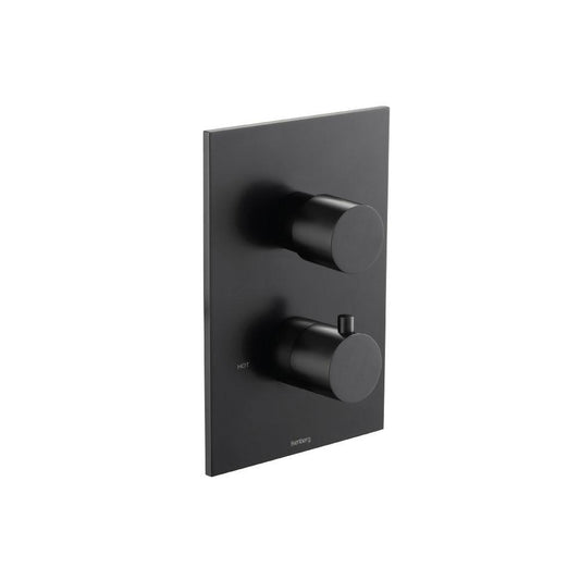 Flusso Faucets Serie 100 3/4" Two Output Thermostatic Valve and Trim With 2-Way Diverter in Matte Black