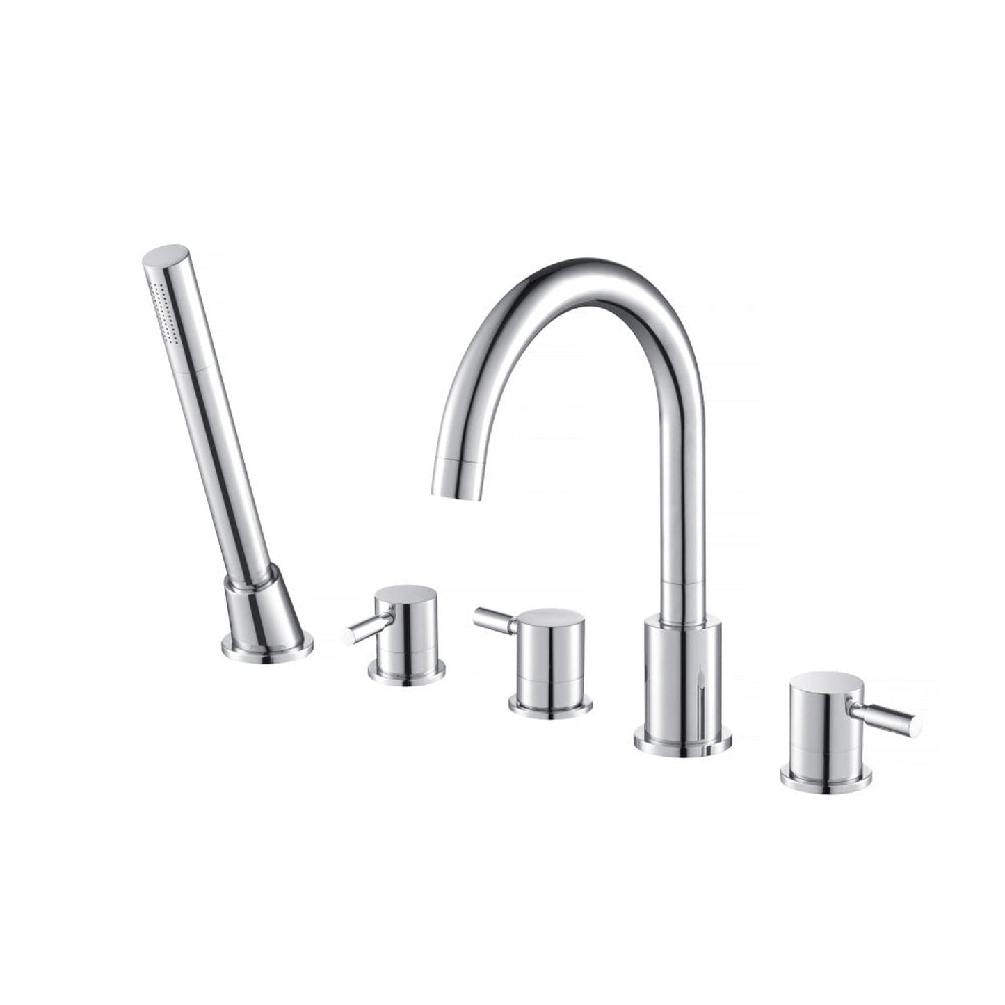 Flusso Faucets Serie 100 Five Hole Deck Mounted Roman Tub Faucet With Hand Shower in Chrome