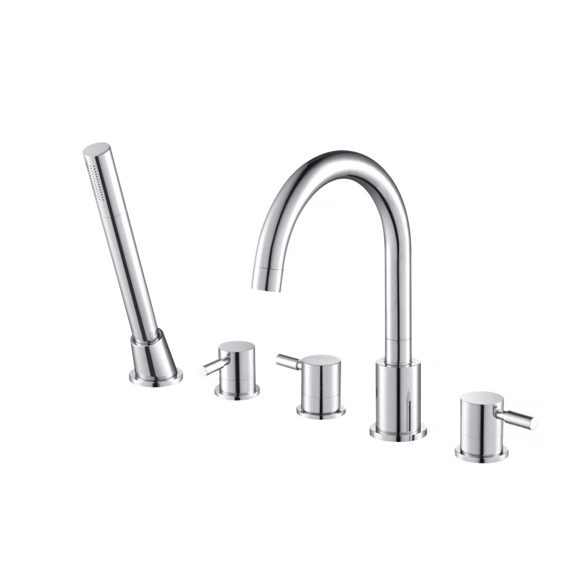 Flusso Faucets Serie 100 Five Hole Deck Mounted Roman Tub Faucet With Hand Shower in Chrome