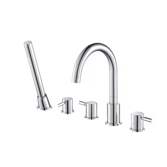 Flusso Faucets Serie 100 Five Hole Deck Mounted Roman Tub Faucet With Hand Shower in Chrome