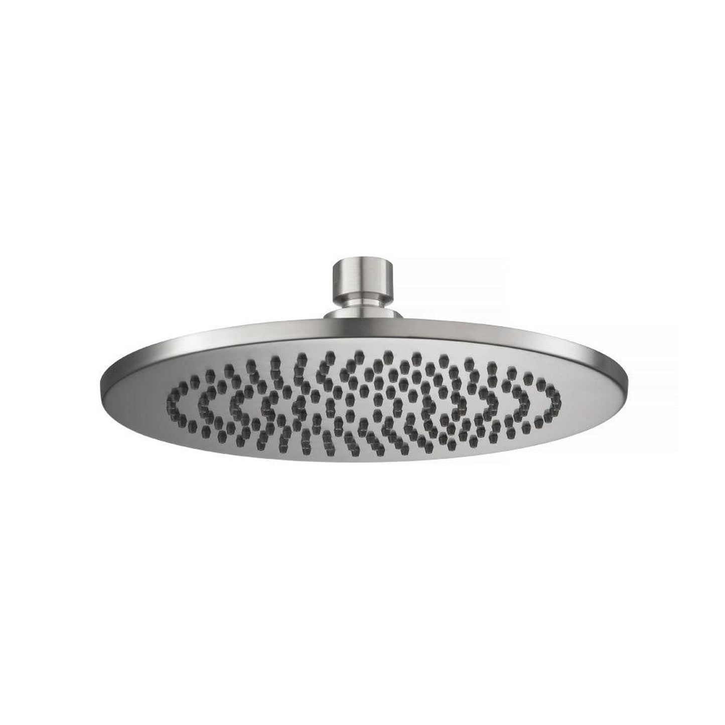 Flusso Faucets Serie 100 Single Output Brushed Nickel PVD Wall-Mounted Shower Set With Single Function Round Rain Shower Head, Two-Handle Shower Trim and 1-Output Wall-Mounted Thermostatic Shower Valve With Integrated Volume Control