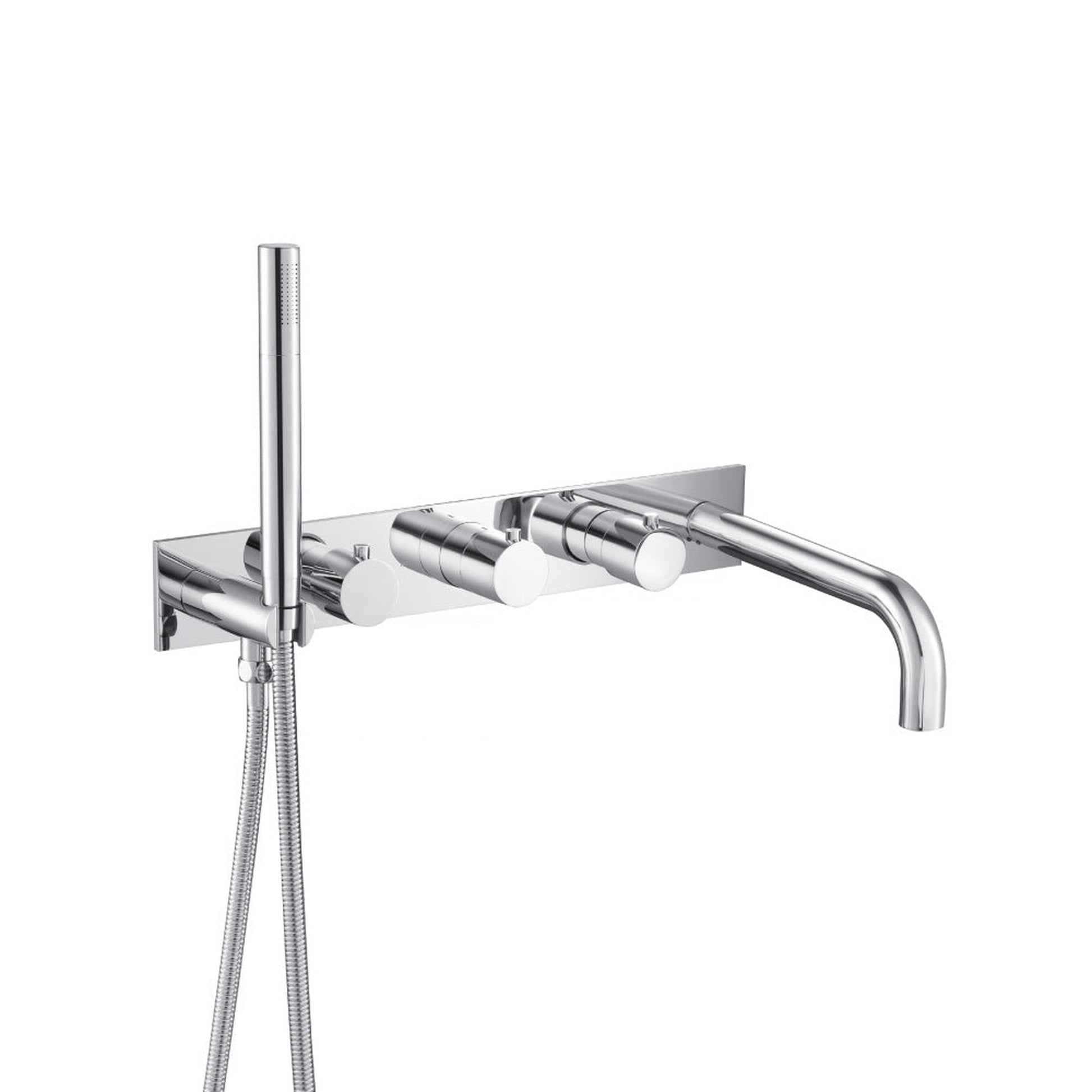 Flusso Faucets Serie 100 Trim for Wall Mount Tub Filler With Hand Shower in Chrome