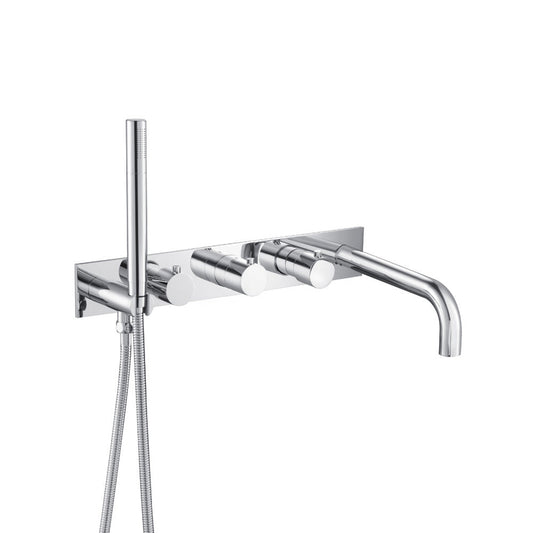 Flusso Faucets Serie 100 Trim for Wall Mount Tub Filler With Hand Shower in Chrome