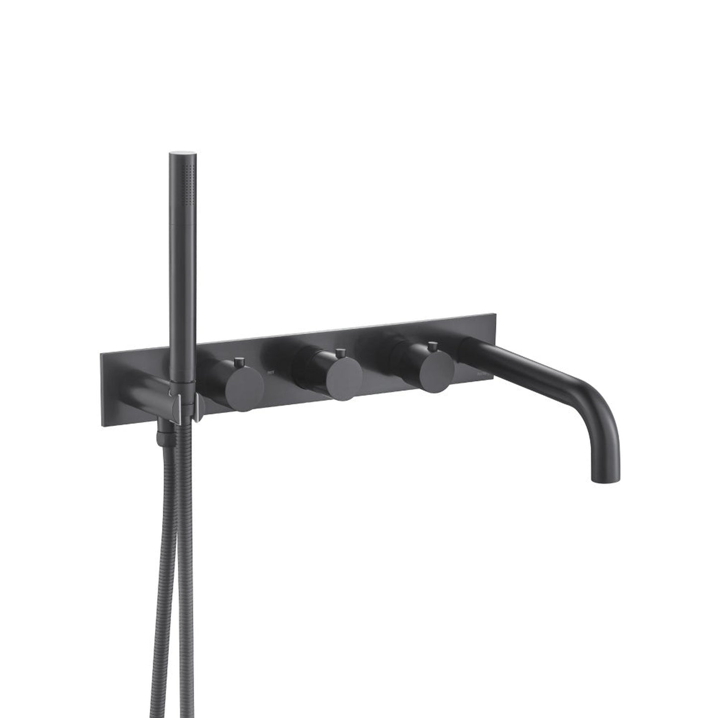 Flusso Faucets Serie 100 Trim for Wall Mount Tub Filler With Hand Shower in Matte Black