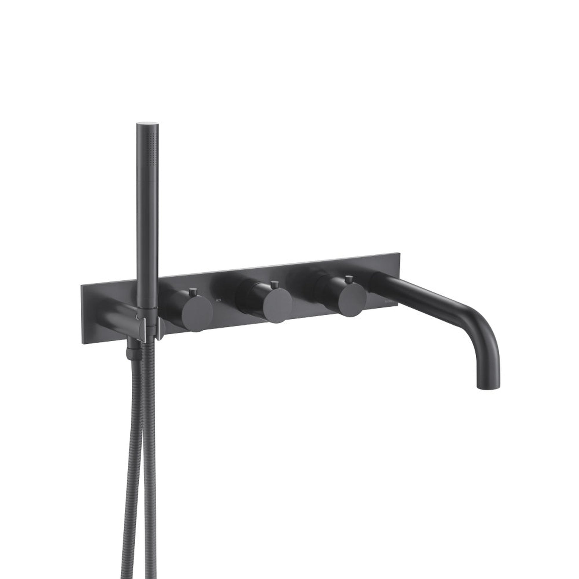 Flusso Faucets Serie 100 Trim for Wall Mount Tub Filler With Hand Shower in Matte Black