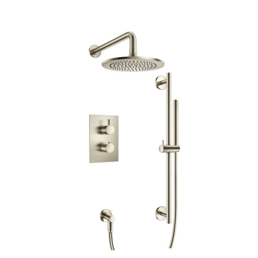 Flusso Faucets Serie 100 Two Output Shower Set With Shower Head, Hand Held and Slide Bar in Brushed Nickel (100.7100BN)