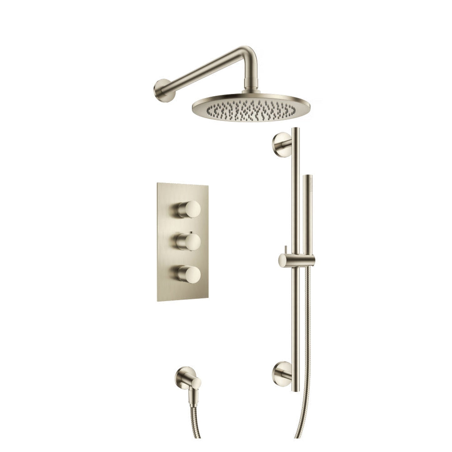 Flusso Faucets Serie 100 Two Output Shower Set With Shower Head, Hand Held and Slide Bar in Brushed Nickel (100.7200BN)