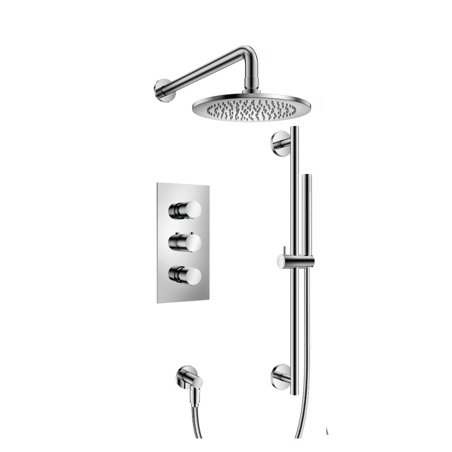 Flusso Faucets Serie 100 Two Output Shower Set With Shower Head, Hand Held and Slide Bar in Chrome (100.7200CP)