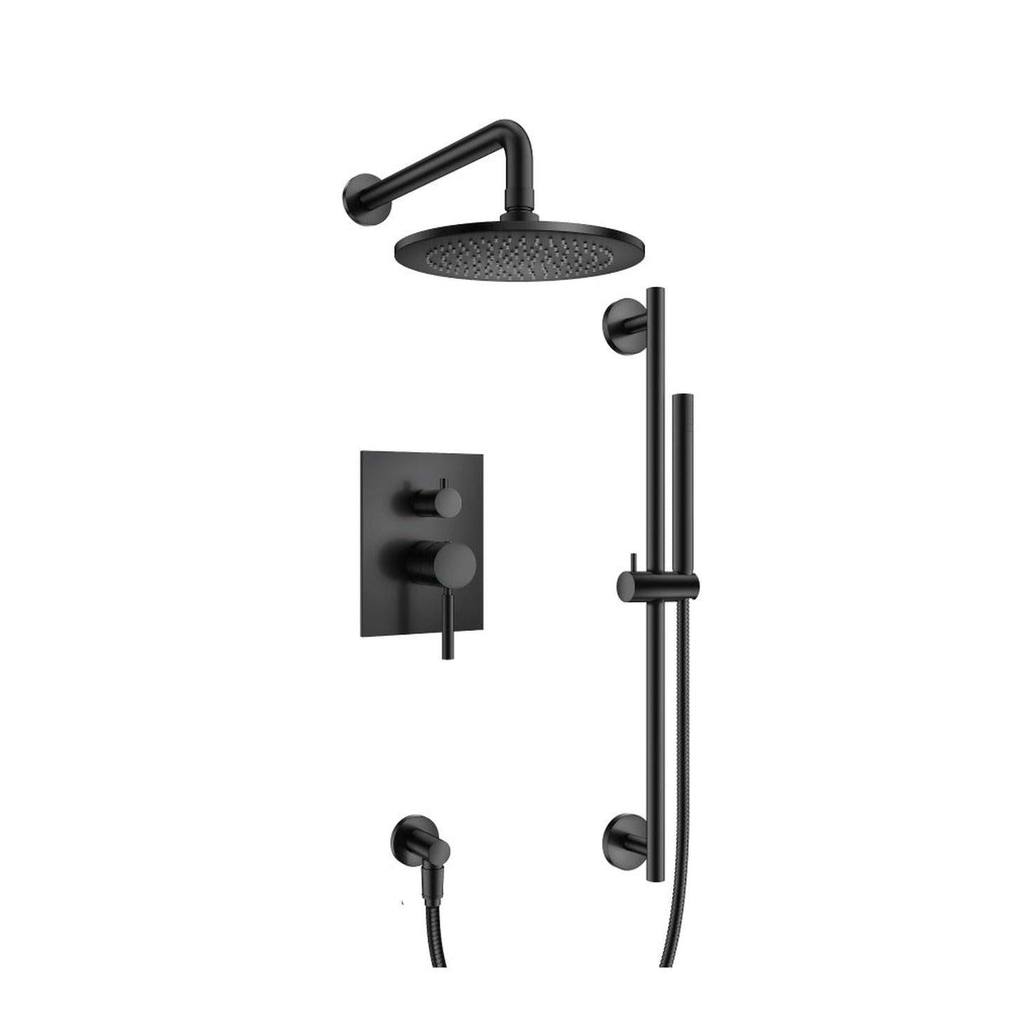 Flusso Faucets Serie 100 Two Output Shower Set With Shower Head, Hand Held and Slide Bar in Matte Black (100.3350MB)