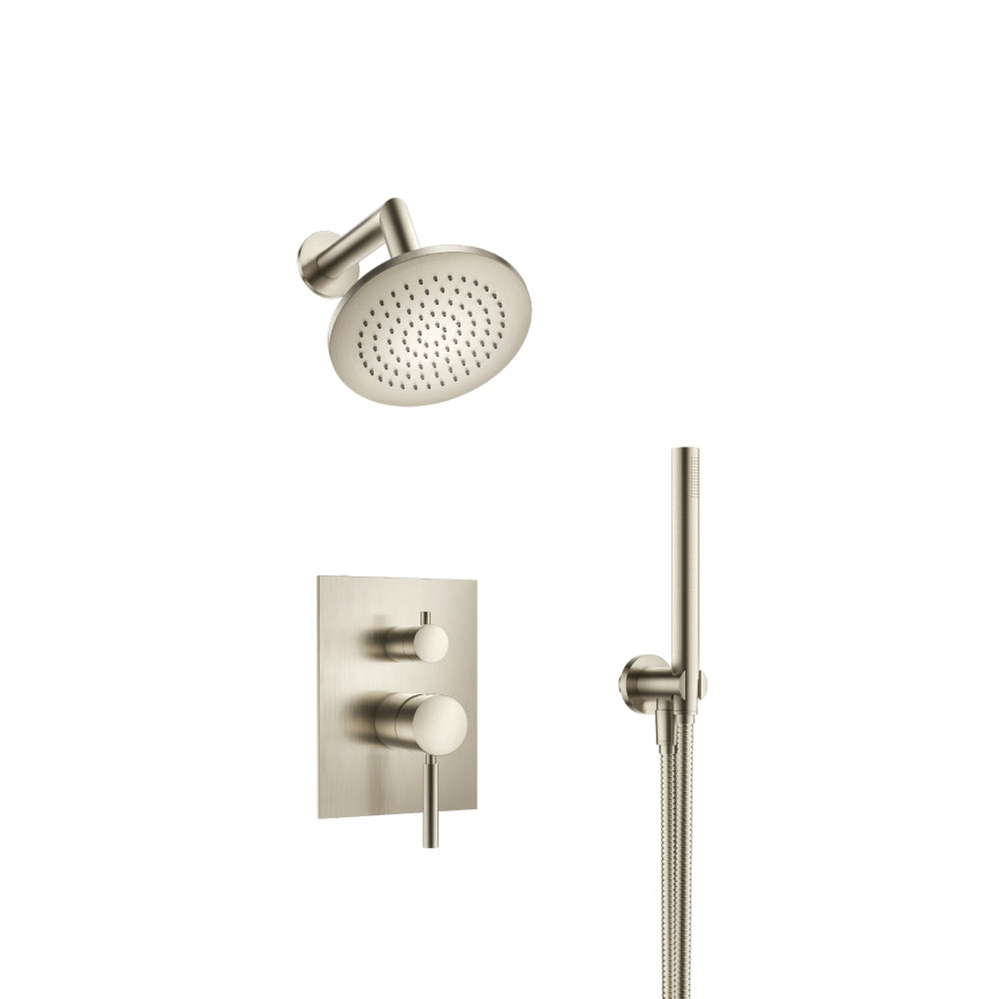 Flusso Faucets Serie 100 Two Output Shower Set With Shower Head and Hand Held in Brushed Nickel (100.3250BN)