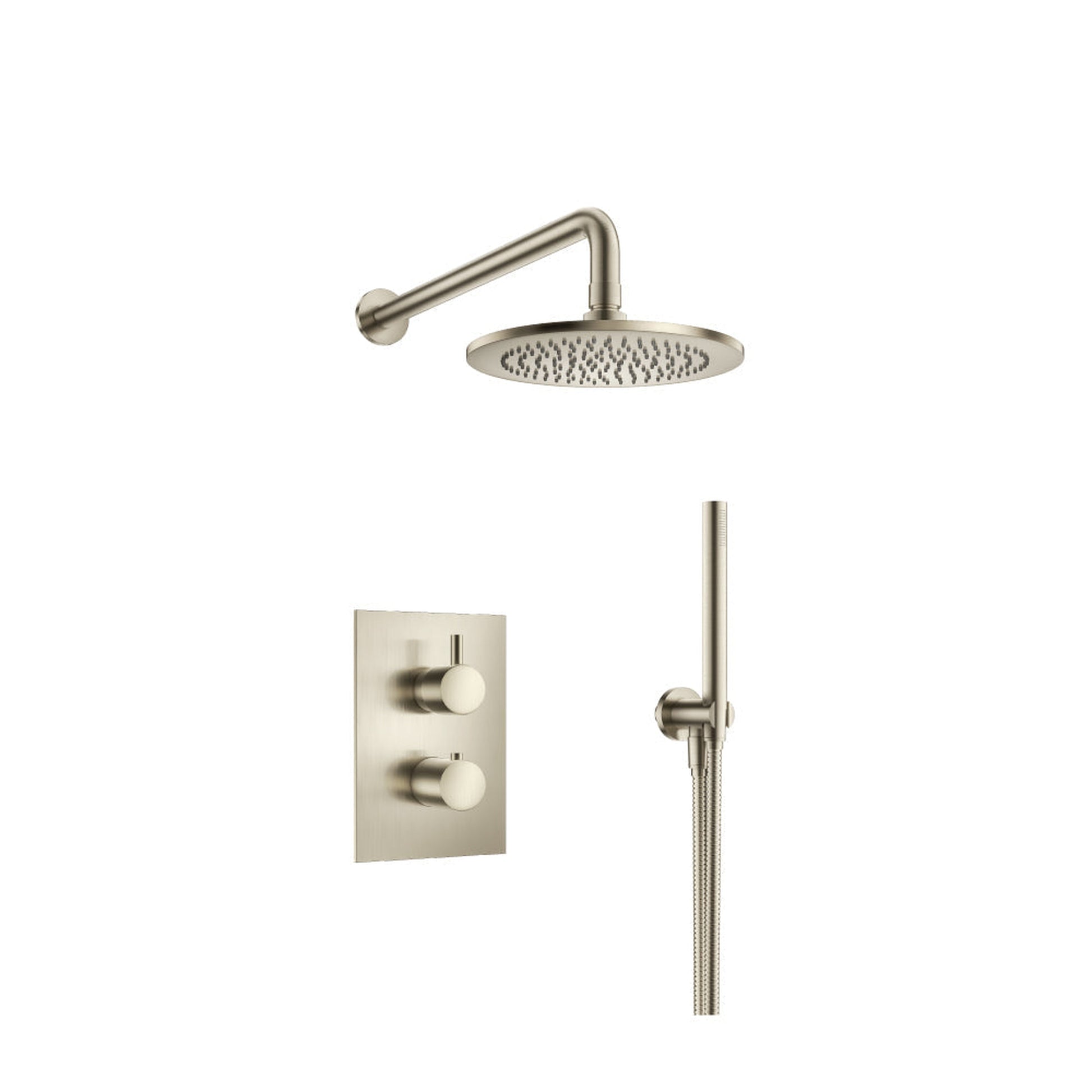 Flusso Faucets Serie 100 Two Output Shower Set With Shower Head and Hand Held in Brushed Nickel (100.7050BN)