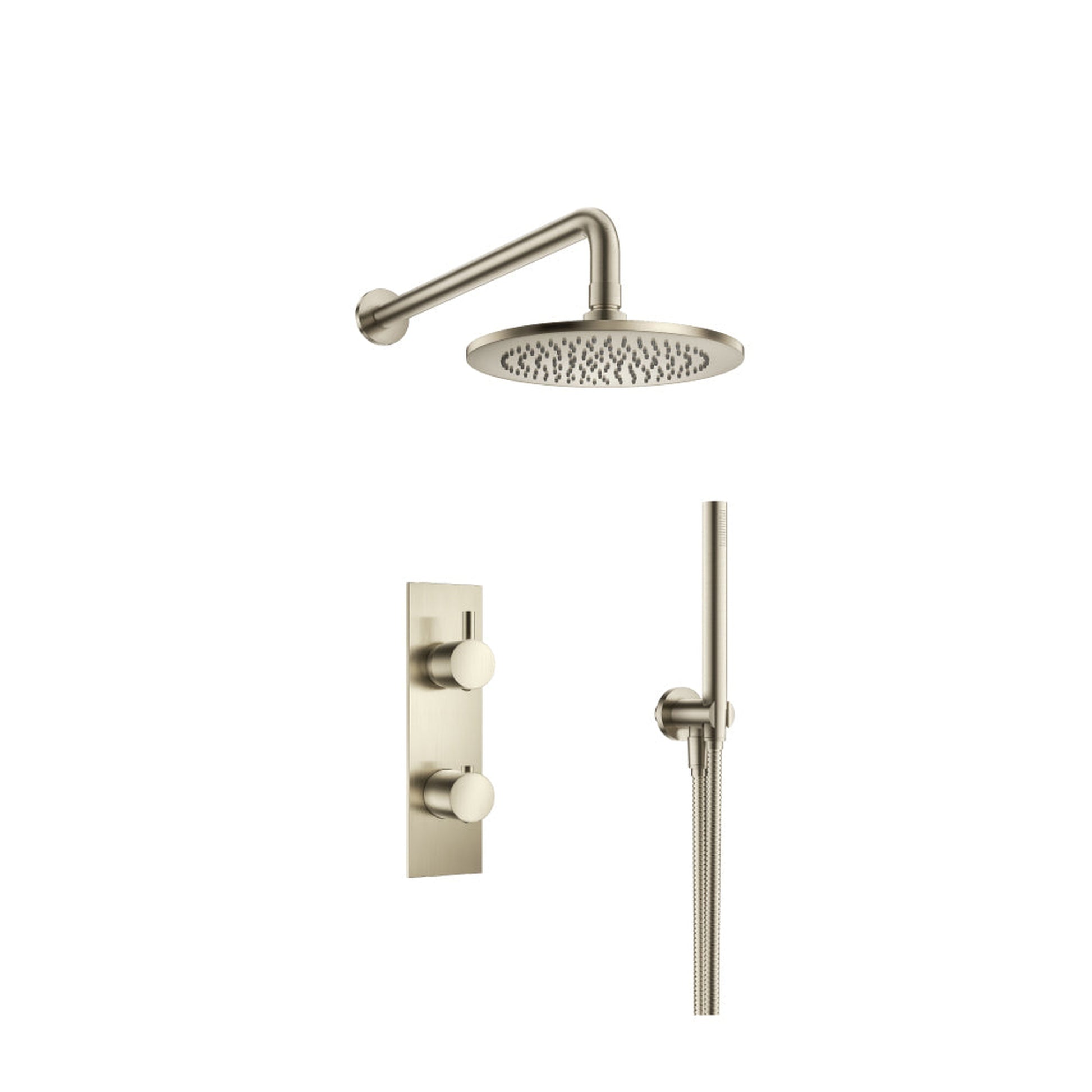 Flusso Faucets Serie 100 Two Output Shower Set With Shower Head and Hand Held in Brushed Nickel (100.7250BN)