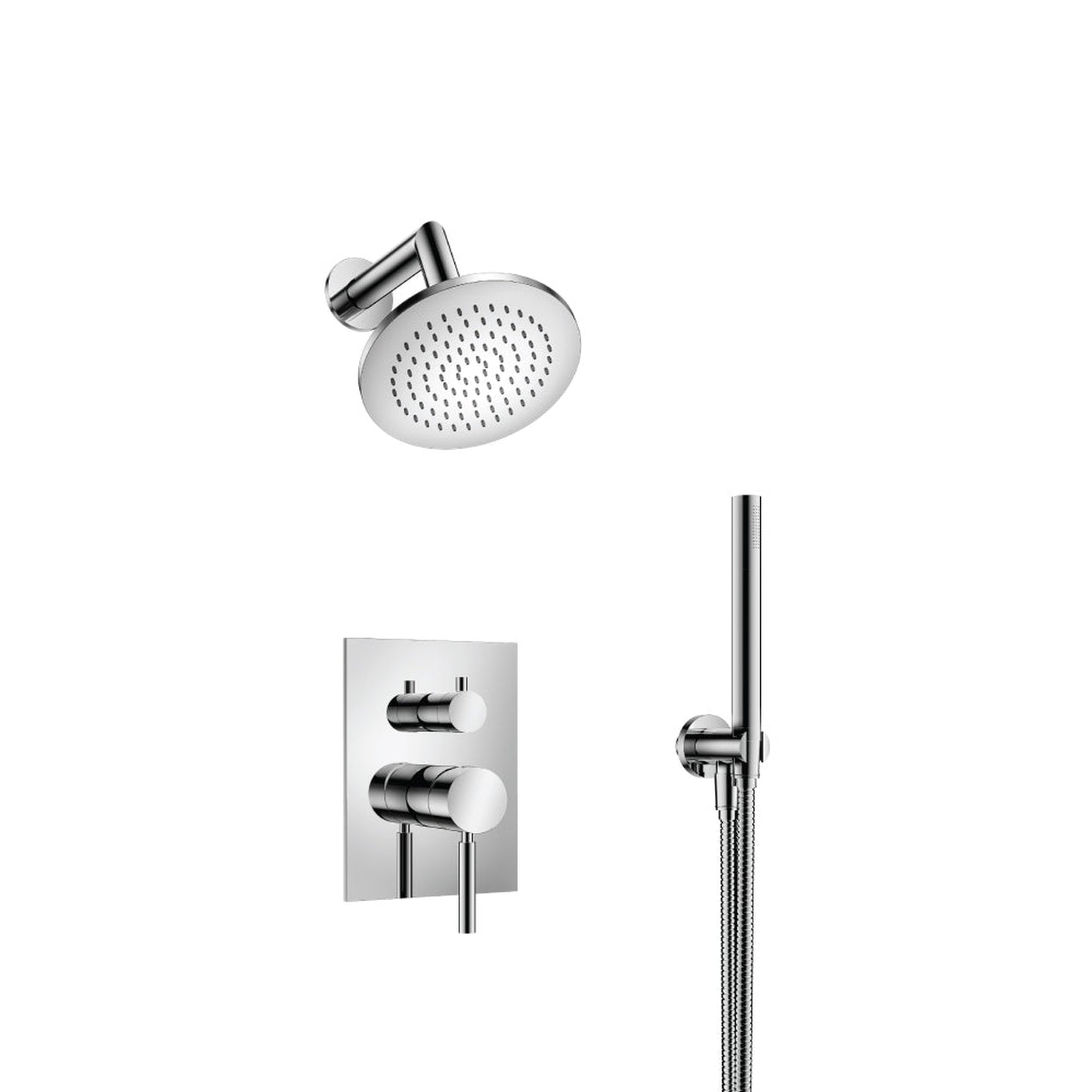 Flusso Faucets Serie 100 Two Output Shower Set With Shower Head and Hand Held in Chrome (100.3250CP)