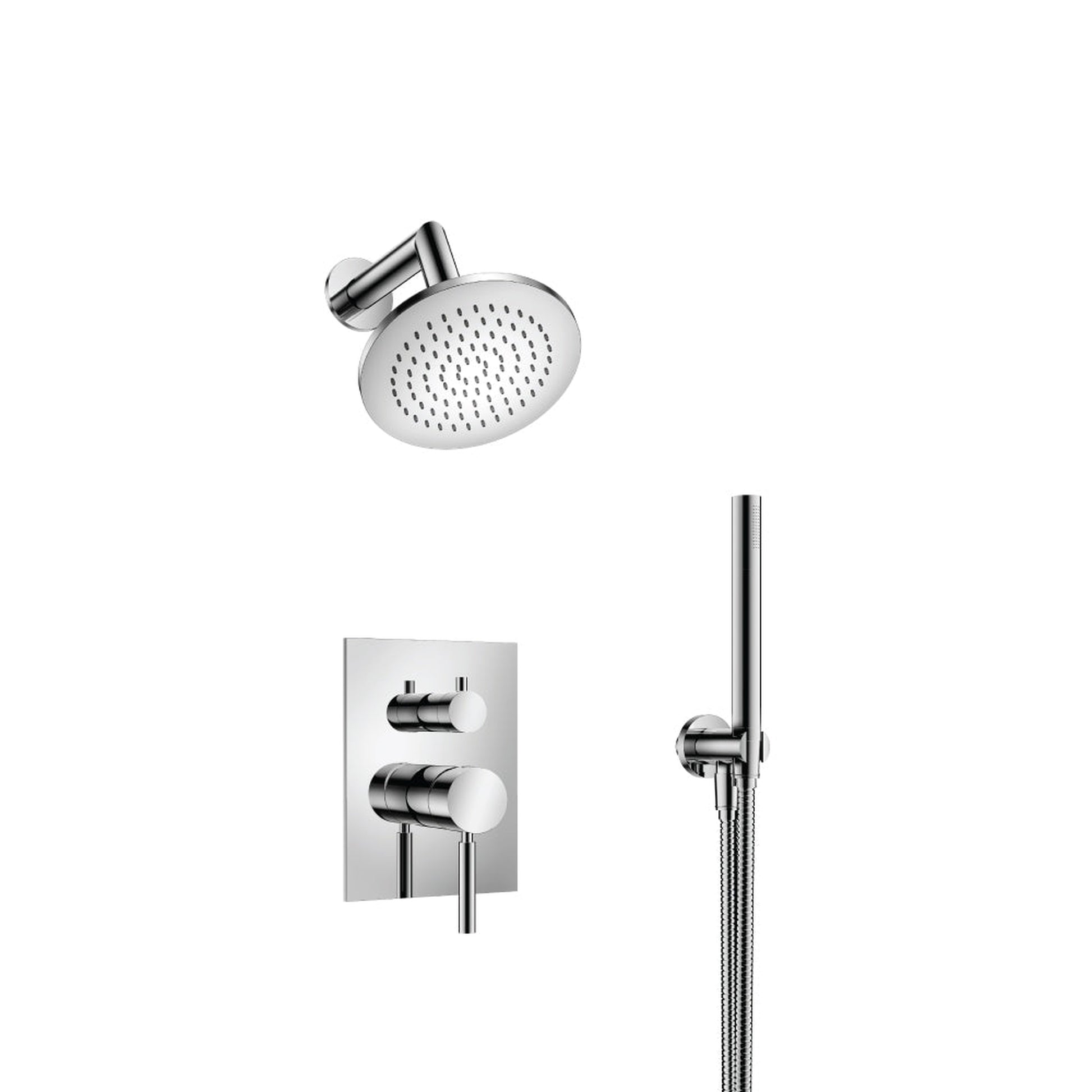 Flusso Faucets Serie 100 Two Output Shower Set With Shower Head and Hand Held in Chrome (100.3250CP)