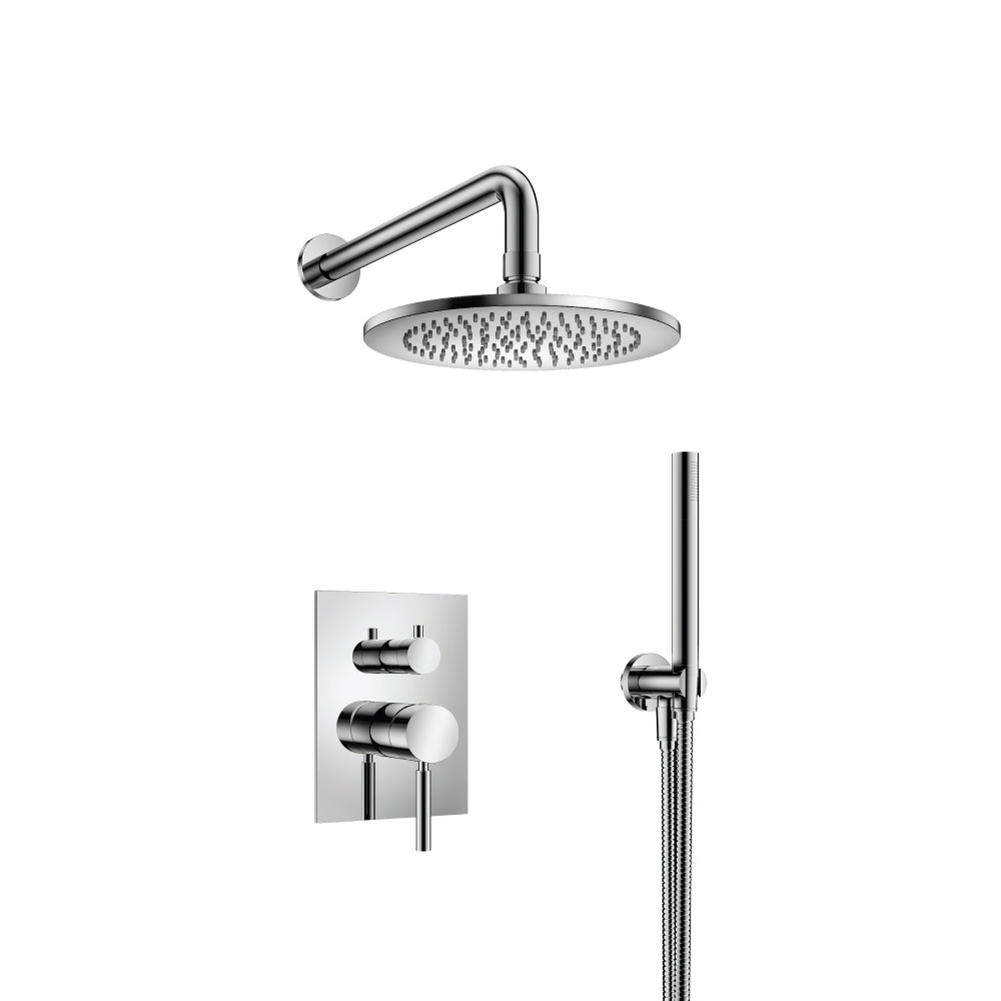 Flusso Faucets Serie 100 Two Output Shower Set With Shower Head and Hand Held in Chrome (100.3300CP)