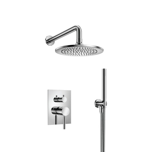 Flusso Faucets Serie 100 Two Output Shower Set With Shower Head and Hand Held in Chrome (100.3300CP)